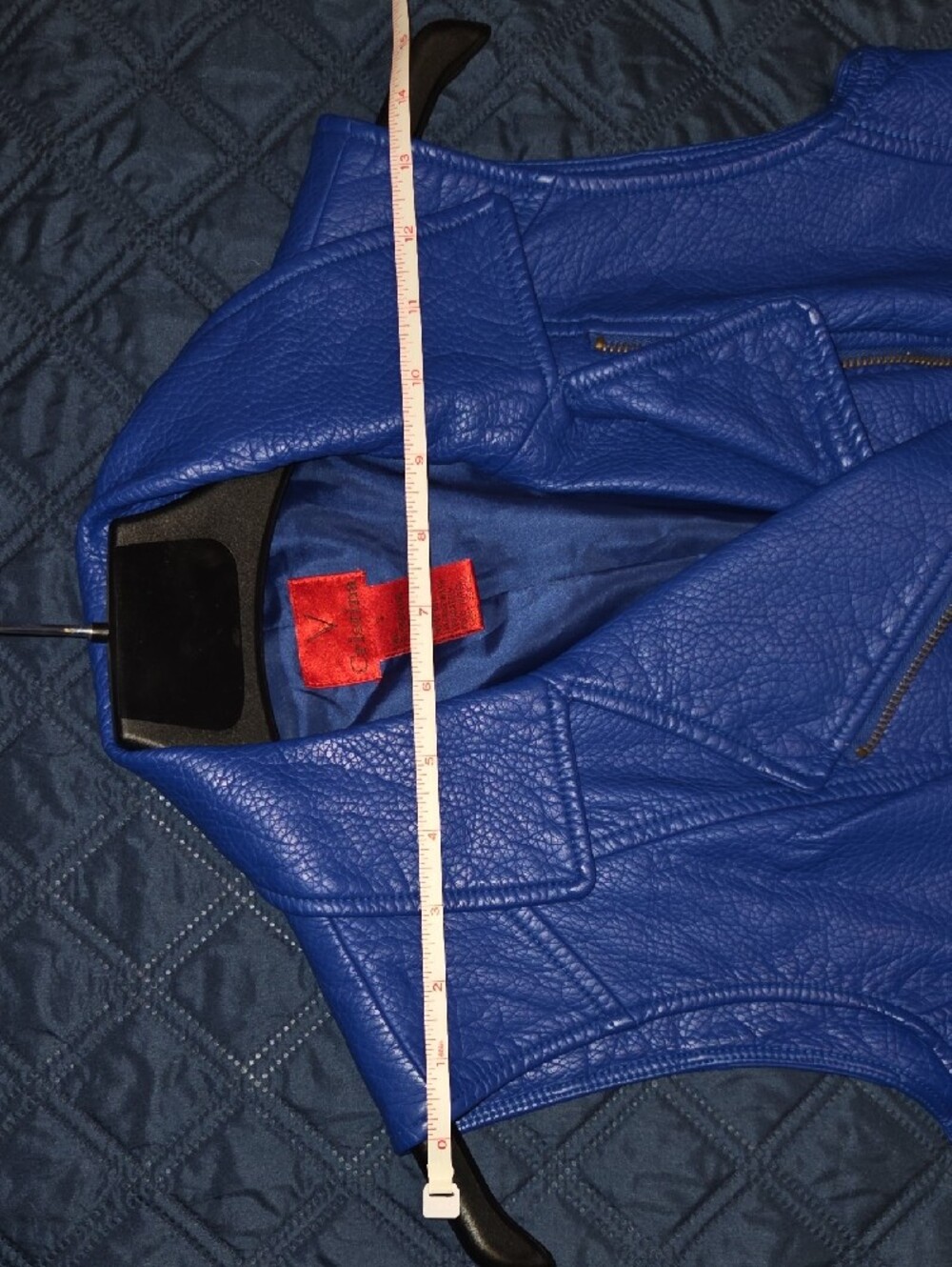 V Cristina Electric Blue Sleeveless Moto Vest - Picture 15 of 16